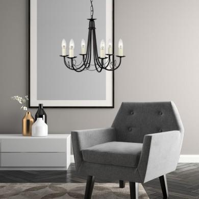 Lustre Minster 6x60W Noir ELS_mn6blk mn6blk Lustre Minster 6x60W Noir ELSTEAD LIGHTING mn6blk