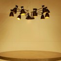 Suspension Retro Araignée Noir Or 12 Lampes
