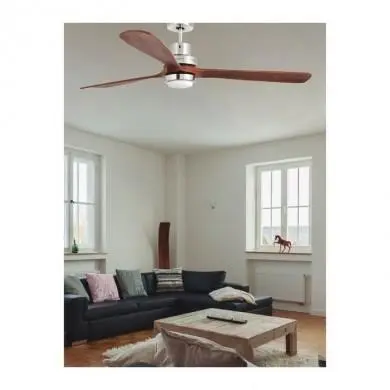 Ventilateur de Plafond Lantau 168cm Nickel Bois avec luminaire FARO 33463