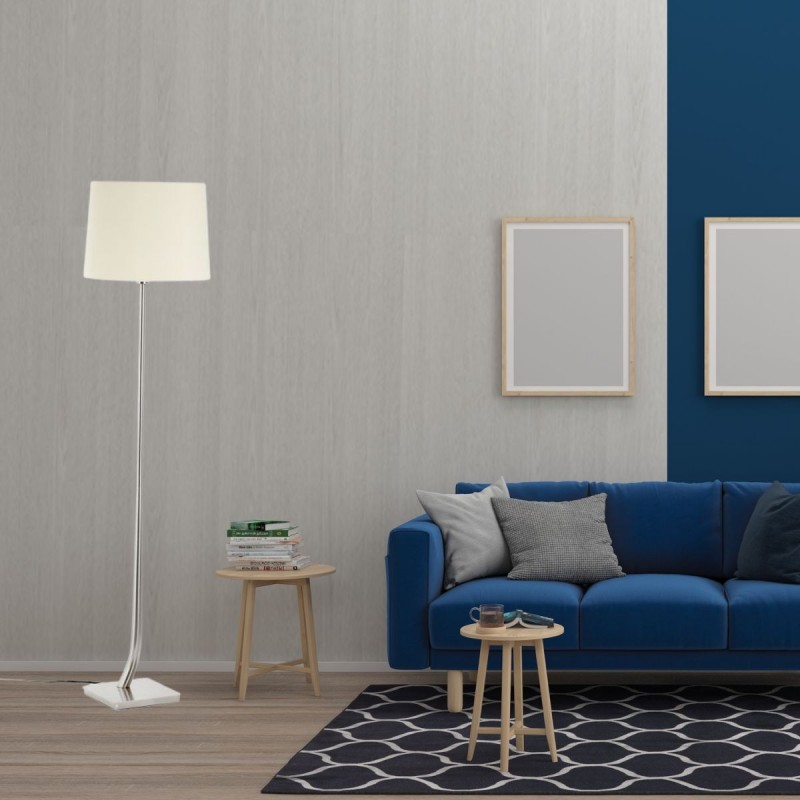 Lampadaire Rem Nickel mat Blanc 1x15W E27 FAR_29686-07 29686-07 Lampadaire Rem Nickel mat Blanc 1x15W E27 FARO 29686-07