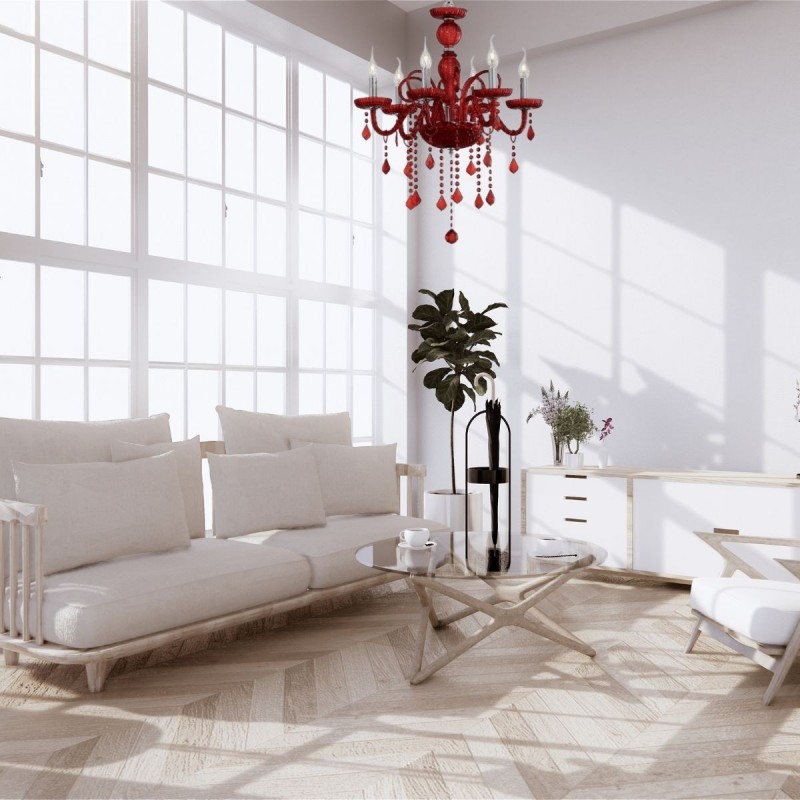 Lustre GIUDECCA Rouge 6x40W IDEAL LUX 27418