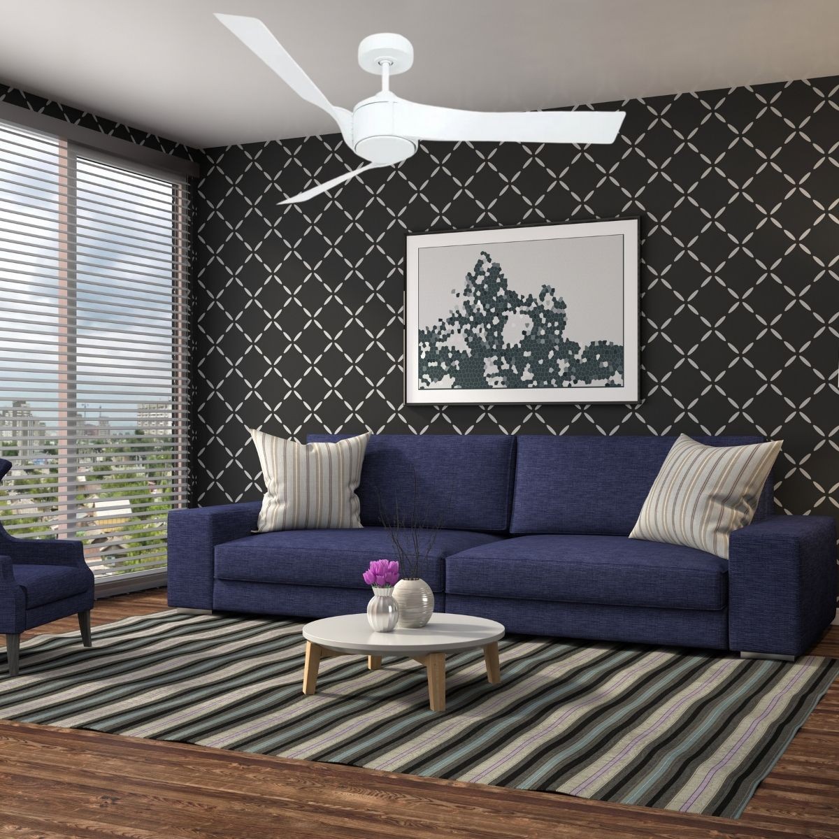 Ventilateur De Plafond Faro Barcelona Andros, 213 Cm, Nickel Mat, Télécommande, 6 Pales, éco