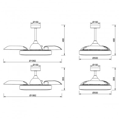 Ventilateur Plafond Rétractable Coin Fan 50cm Blanc MANTRA 8216
