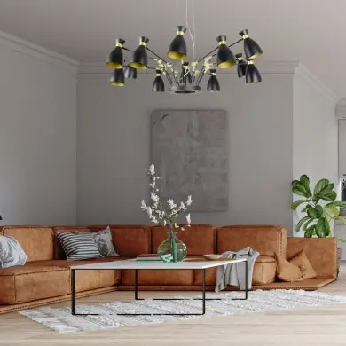 Suspension RETRO Araignée Noir Or Satiné FARO 20051