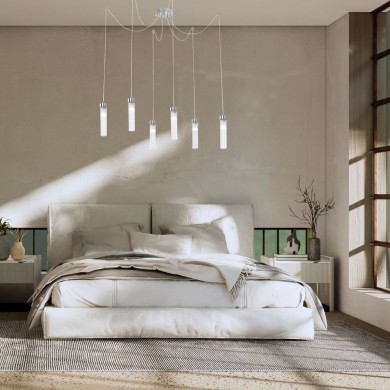 Suspension Araignée RAGGIO 6x25W E14 Feuille d'argent KOLARZ 6009.30650