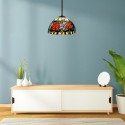 Suspension Style Tiffany Rosy 1x40W E27 Rouge Orange Vert
