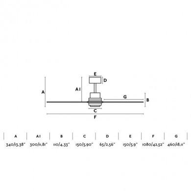 Ventilateur de Plafond Mini Lantau 108cm Nickel Bois FARO 33508