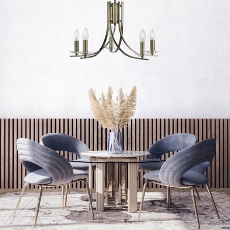 Searchlight Ascona 5 – Chrom-Deckenleuchte Mit 5 Klarglas-Schirmen, 5x E14, 300W Max, Elegante Wohnzimmerleuchte