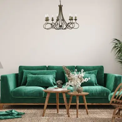 Lustre Olivia 8x60W Noir Doré ELSTEAD LIGHTING ov8blkgld