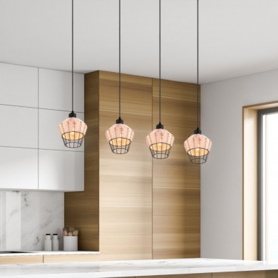 Suspension Borka 4x40W E27 Finition Naturelle TRIO LIGHTING R31264036