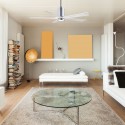 Ventilateur Plafond avec lampe Patricia 152cm Chromé Poli Blanc
