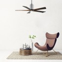 Ventilateur plafond avec lampe Patricia 152cm Chromé Poli Noyer