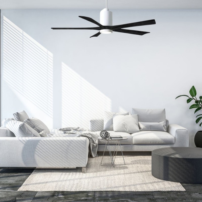 Ventilateur Plafonnier avec lampe Patricia 152cm Blanc Noir ATLAS FAN PA5-WH-BK-60