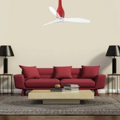 Ventilateur Plafond Eterfan LED 128cm Rouge brillant transparent FARO 32005-9