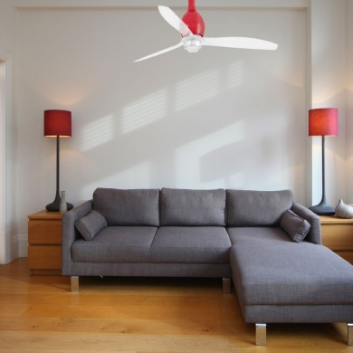 Ventilateur Plafond Mini Eterfan LED 128cm Rouge brillant transparent FARO 32029-9