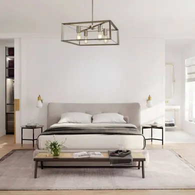 Suspension Heaton 4x60W E27 Argent Or SEARCHLIGHT 2414-4SI