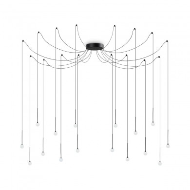 Suspension Araignée Lucciola 16x16W LED Noir IDEAL LUX 284002