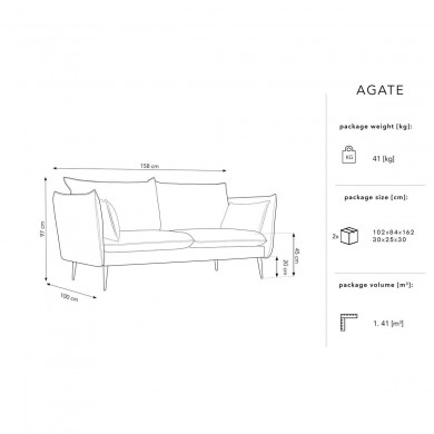 Canapé velours Agate Vert Bouteille Pieds Métal Doré 2 Places BOUTICA DESIGN MIC_2S_2_F1_AGATE5