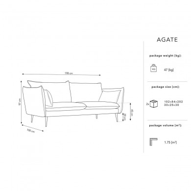 Canapé velours Agate Beige Pieds Métal Doré 3 Places BOUTICA DESIGN MIC_3S_2_F1_AGATE1