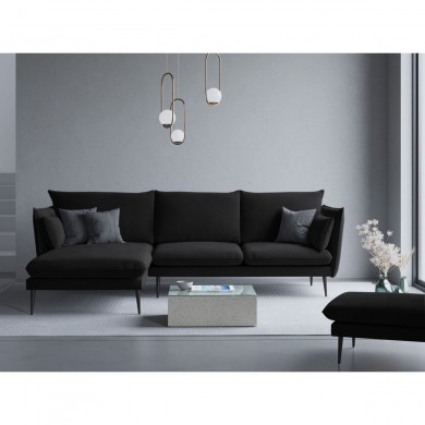 Canapé d'angle gauche Agate Noir Pieds Métal Noir BOUTICA DESIGN MIC_LC_2_F2_AGATE8