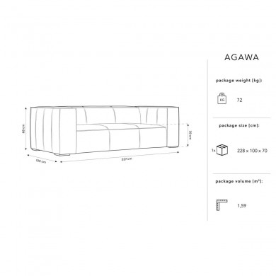 Canapé Agawa Gris Brun 3 Places BOUTICA DESIGN MIC_3S_71_F1_AGAWA1