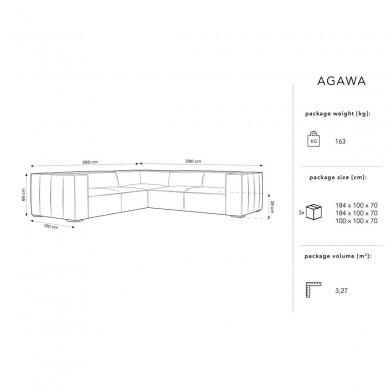 Canapé Agawa Gris Brun 5 Places BOUTICA DESIGN MIC_COR_71_F1_AGAWA1