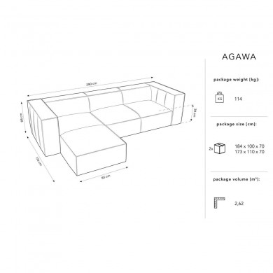 Canapé d'angle gauche Agawa Argent BOUTICA DESIGN MIC_LC_134_F1_AGAWA6