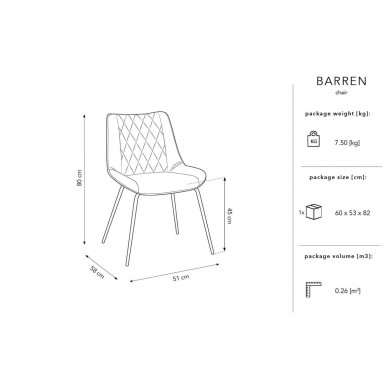 Chaise velours Barren Jaune Pieds Métal Doré BOUTICA DESIGN MIC_CH_2_F10_BARREN2