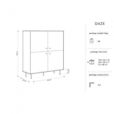 Commode Daze Chêne Wotan Naturel Noir 135x42x120 BOUTICA DESIGN MIC_COM_120x135_F1_DAZE1