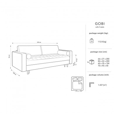 Canapé convertible avec coffre velours Gobi Beige BOUTICA DESIGN MIC_3SF_44_F1_GOBI1