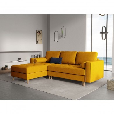 Canapé d'angle gauche convertible avec coffre velours Gobi Jaune BOUTICA DESIGN MIC_LCF_44_F1_GOBI4