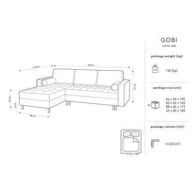 Canapé d'angle gauche convertible avec coffre Gobi Marron Clair BOUTICA DESIGN MIC_LCF_69_F1_GOBI2