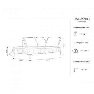 Canapé Méridienne gauche velours Jardanite Cappuccino Pieds Métal Argenté BOUTICA DESIGN MIC_CHL_51_F1_JARDANITE1