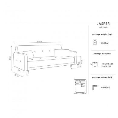 Canapé convertible velours Jasper Rose BOUTICA DESIGN MIC_3S_51_F1_JASPER1