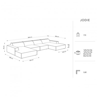 Canapé panoramique bouclette Jodie Beige BOUTICA DESIGN MIC_U_67_F1_JODIE1