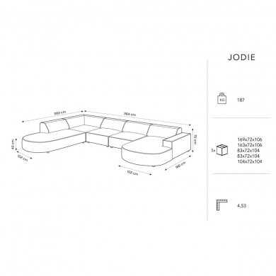 Canapé arrondi panoramique bouclette gauche Jodie Beige BOUTICA DESIGN MIC_RUL_67_F1_JODIE1