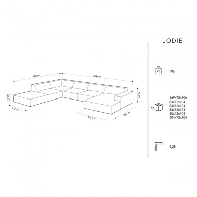 Canapé panoramique bouclette gauche Jodie Beige BOUTICA DESIGN MIC_UL_67_F1_JODIE1