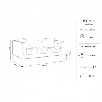 Canapé velours Karoo Beige Clair 2 Places BOUTICA DESIGN MIC_2S_51_F2_KAROO1