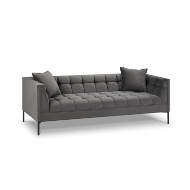 Canapé velours Karoo Gris Clair Pieds Métal Noir 3 Places BOUTICA DESIGN MIC_3S_51_F2_KAROO6