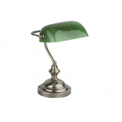 Lampe de bureau vintage Lawyer Ideal Lux metal laiton doré/vert