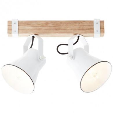 Applique Plafonnier Scandinave PLOW 2x10W E27 Blanc Bois BRI_82129_05 82129/05 Applique Plafonnier Scandinave PLOW 2x10W E27 Blanc Bois BRILLIANT 82129/05