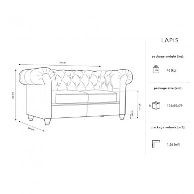 Canapé velours Lapis Marron 2 Places BOUTICA DESIGN MIC_2S_103_F1_LAPIS2