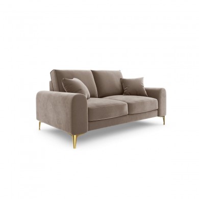 Canapé velours Larnite Cappuccino Pieds Métal Doré 2 Places BOUTICA DESIGN MIC_2S_51_B1_LARNITE1