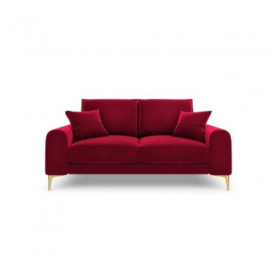 Canapé velours Larnite Rouge Pieds Métal Doré 2 Places BOUTICA DESIGN MIC_2S_51_B1_LARNITE2