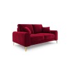 Canapé velours Larnite Rouge Pieds Métal Doré 2 Places BOUTICA DESIGN MIC_2S_51_B1_LARNITE2