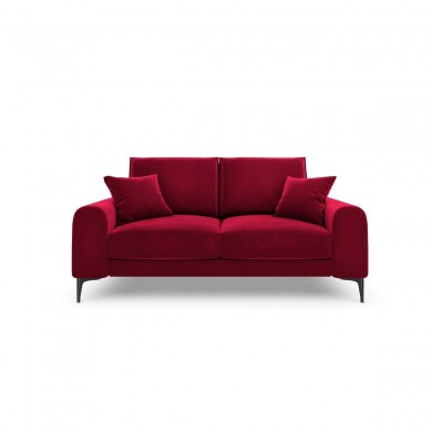 Canapé velours Larnite Rouge Pieds Métal Chromé Noir 2 Places BOUTICA DESIGN MIC_2S_51_B2_LARNITE2