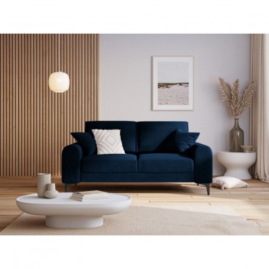 Canapé velours Larnite Bleu Roi Pieds Métal Chromé Noir 2 Places BOUTICA DESIGN MIC_2S_51_B2_LARNITE8