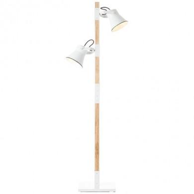 Lampadaire Scandinave PLOW 2x10W E27 Blanc-Bois BRI_82156_05 82156/05 Lampadaire Scandinave PLOW 2x10W E27 Blanc-Bois BRILLIANT 82156/05
