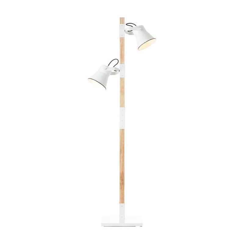 adapté aux lampes standard E27 BRILLIANT lamp Plow lampadaire 2 lumières noir acier/bois | 2x A60 | Échelle A ++ à E | Avec pédale non incluses 10W 