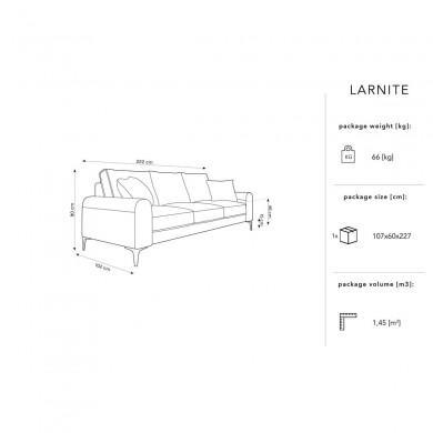 Canapé velours Larnite Rouge Pieds Métal Doré 3 Places BOUTICA DESIGN MIC_3S_51_B1_LARNITE2